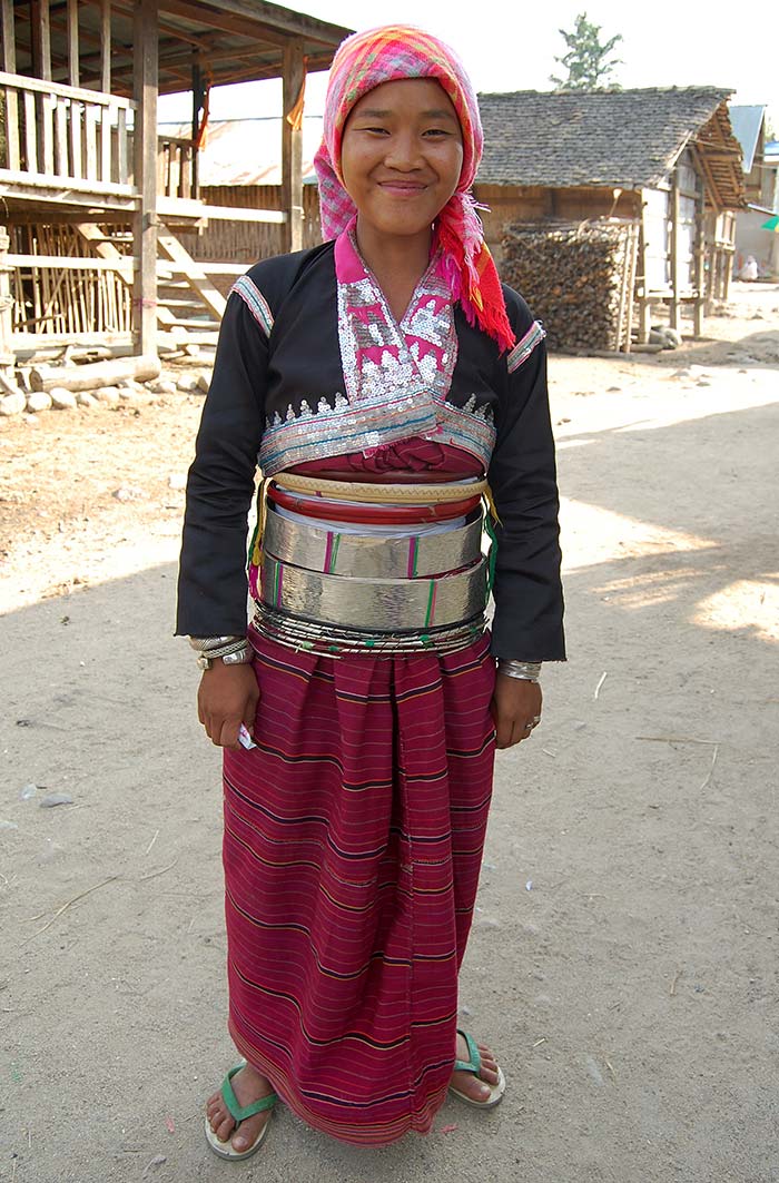 A Silver Palaung girl with a distinctive silver belt.