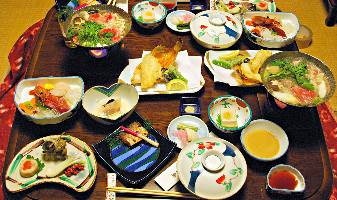 Kaiseki meal at Houshi Onsen Chojukan, Gunma prefecture, Japan