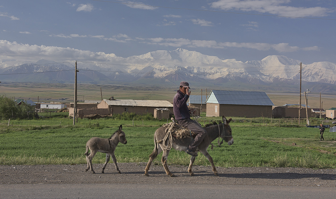 7,134 metre Lenin Peak and the High Pamirs rise over Sary Mogul,